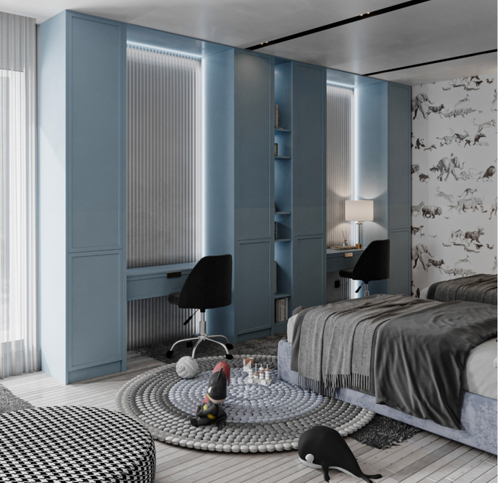 3 Doors Smart Bedroom Solid Pine Wooden Wardrobe Design Picture with Mirror