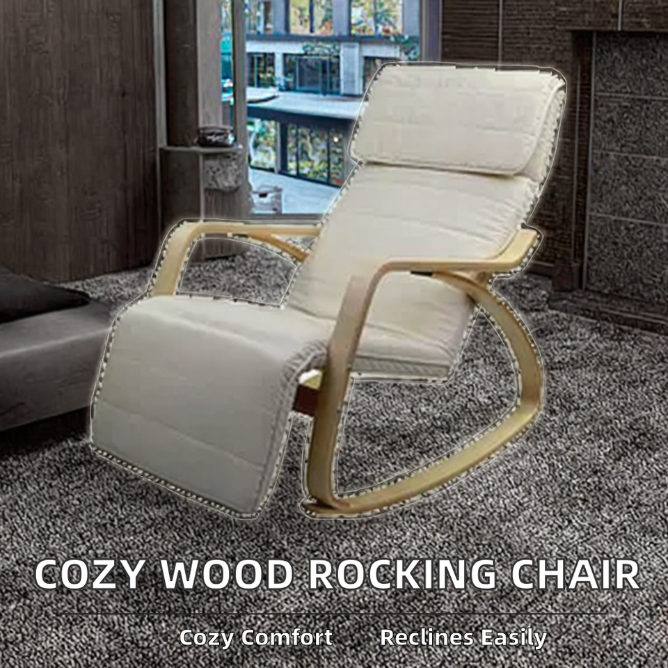 Relaxing Wood Armchair Lounge Rocking Chair for Home Comfortable Furniture for Living Room or Bedroom for Villas