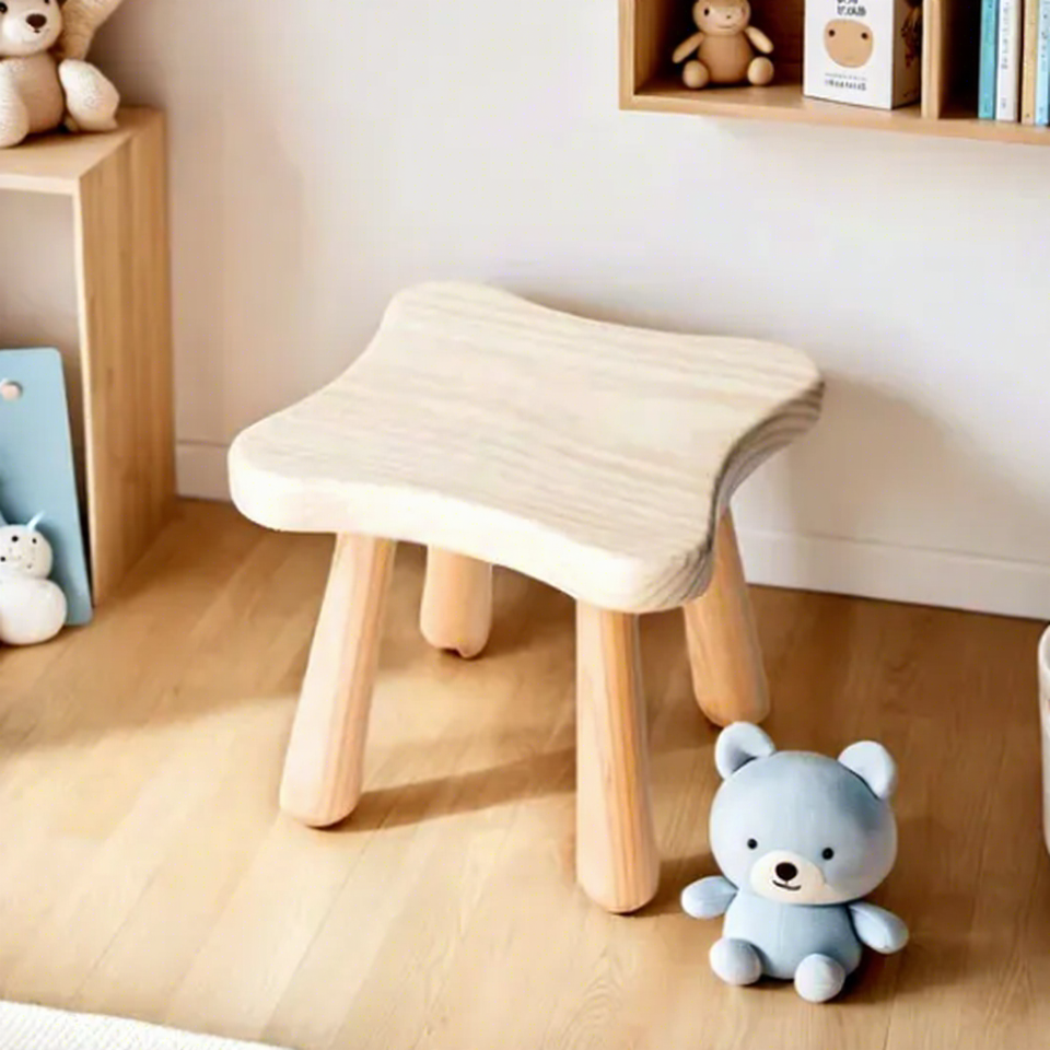 Modern Solid Wood Round Dining Bedroom Safety Chair Set for Kids