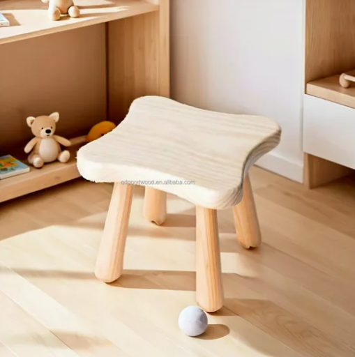 Modern Solid Wood Round Dining Bedroom Safety Chair Set for Kids