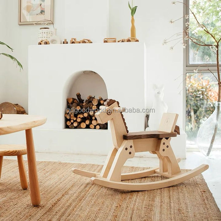Infant and Toddler Wooden Rocking Trojan Horse Chair Modern Style Living Room Kids Suit Games Holiday Gift for Children