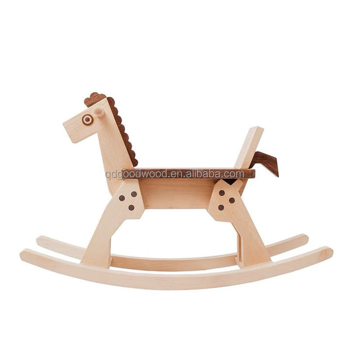 Infant and Toddler Wooden Rocking Trojan Horse Chair Modern Style Living Room Kids Suit Games Holiday Gift for Children
