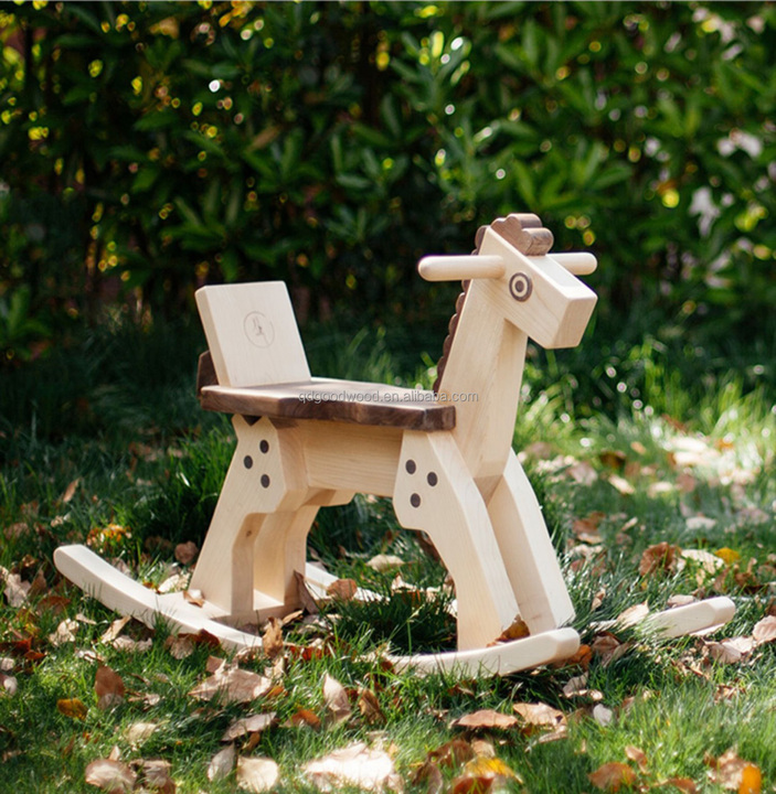 Infant and Toddler Wooden Rocking Trojan Horse Chair Modern Style Living Room Kids Suit Games Holiday Gift for Children