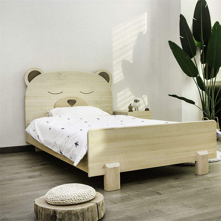 Solid Wood Sofa Frame Beds for Boys Girls Modern Design Oak Teak Customizable Kids Bed for Hotels Hospitals