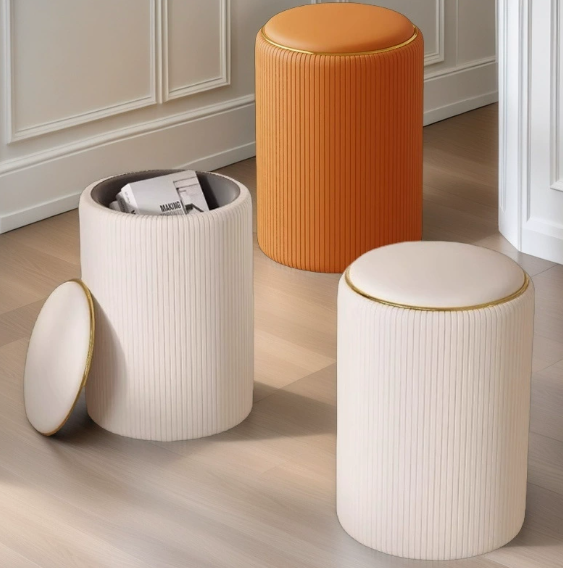 Modern Simple Waterproof Durable Storage Footstool Household Storage Stool for Living Room Bedroom Portable for Hotel Apartment