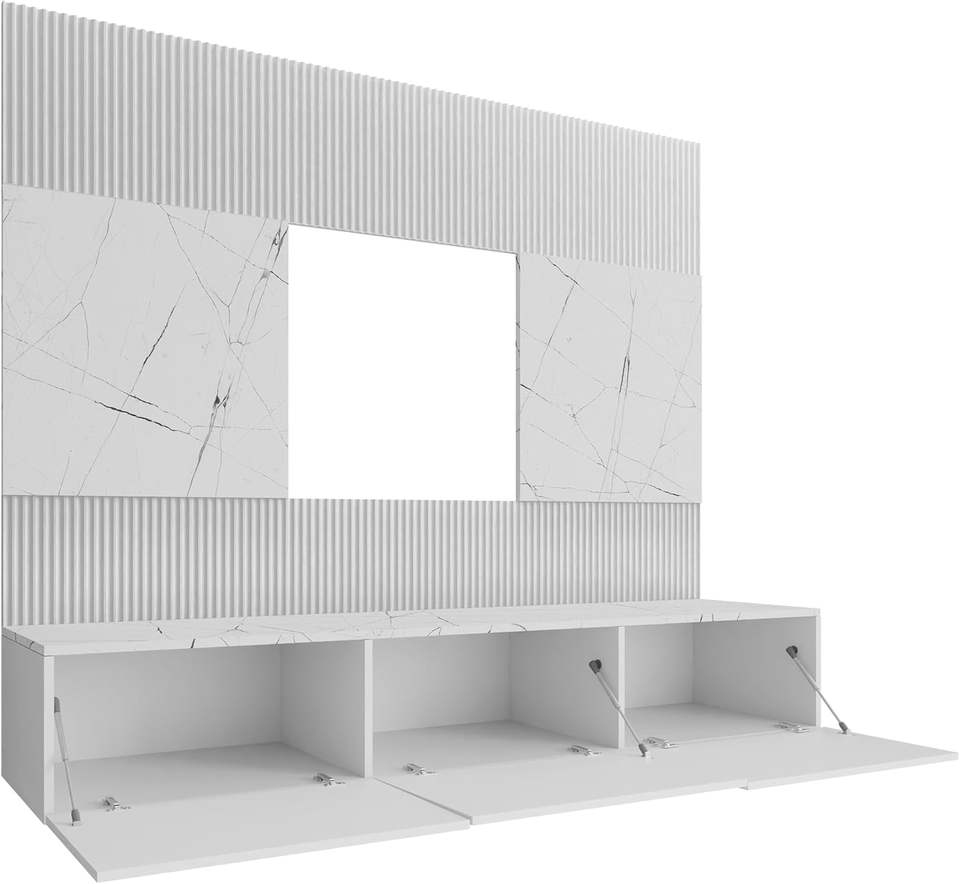 Wall Unit with Wall Panels and TV Lowboard, Acoustic Panels, TV Cabinet, Media Wall, TV Lowboard Living Room Furniture Modern