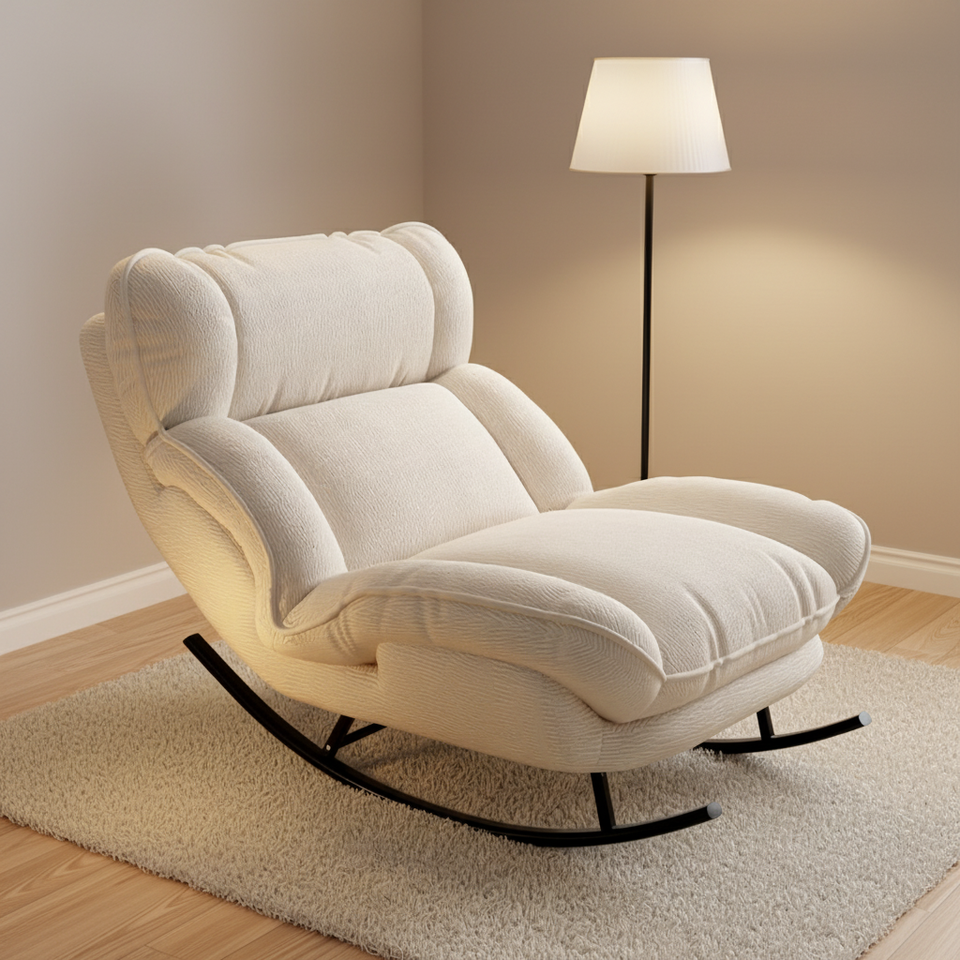 Lazy Sofa Rocking Chair Adult Balcony Home Leisure Chair Reclining Style Chair with Thick Cushion