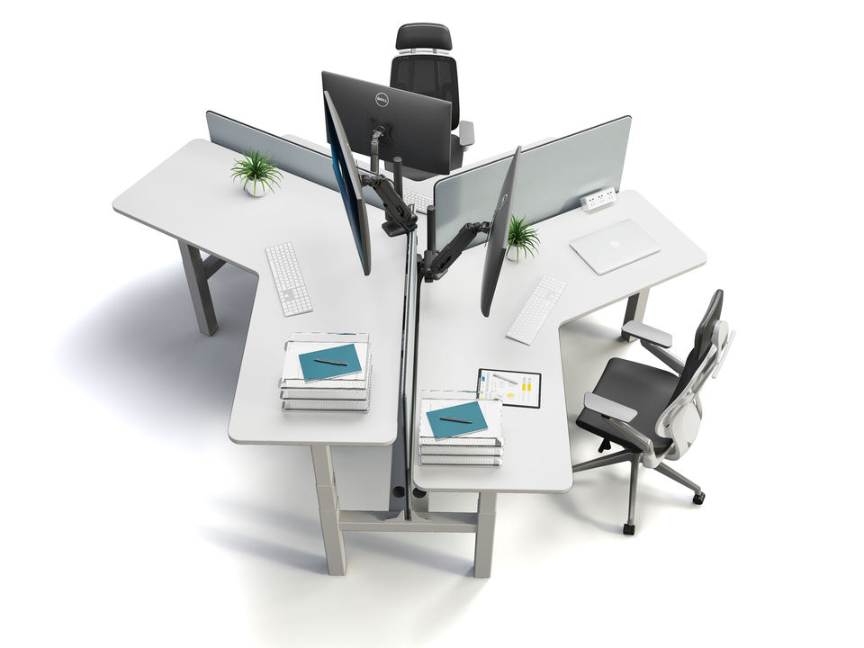 3 Person Office Desk Cubicle Workstations adjustable electric standing desk