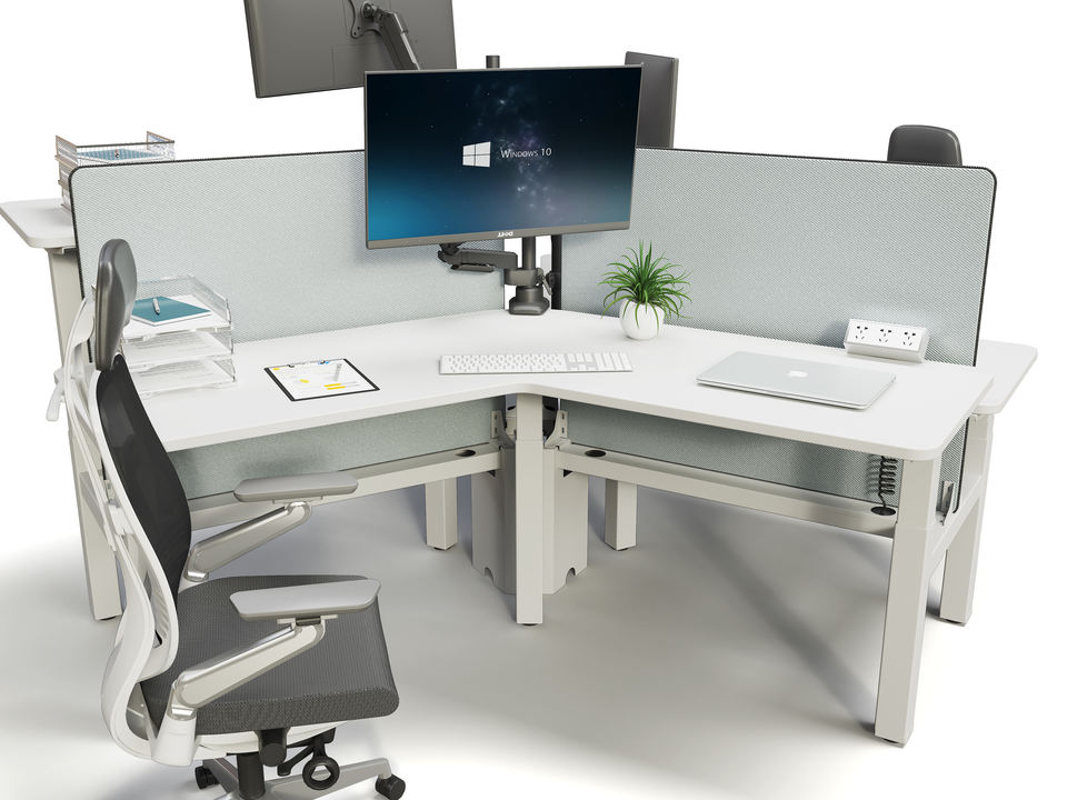 3 Person Office Desk Cubicle Workstations adjustable electric standing desk