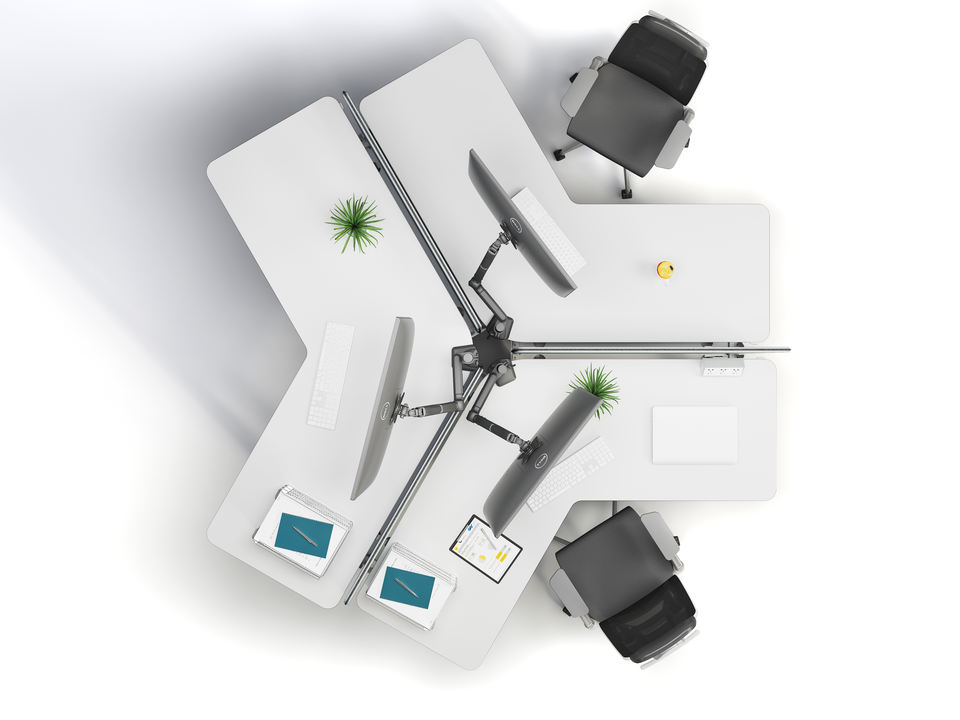 3 Person Office Desk Cubicle Workstations adjustable electric standing desk