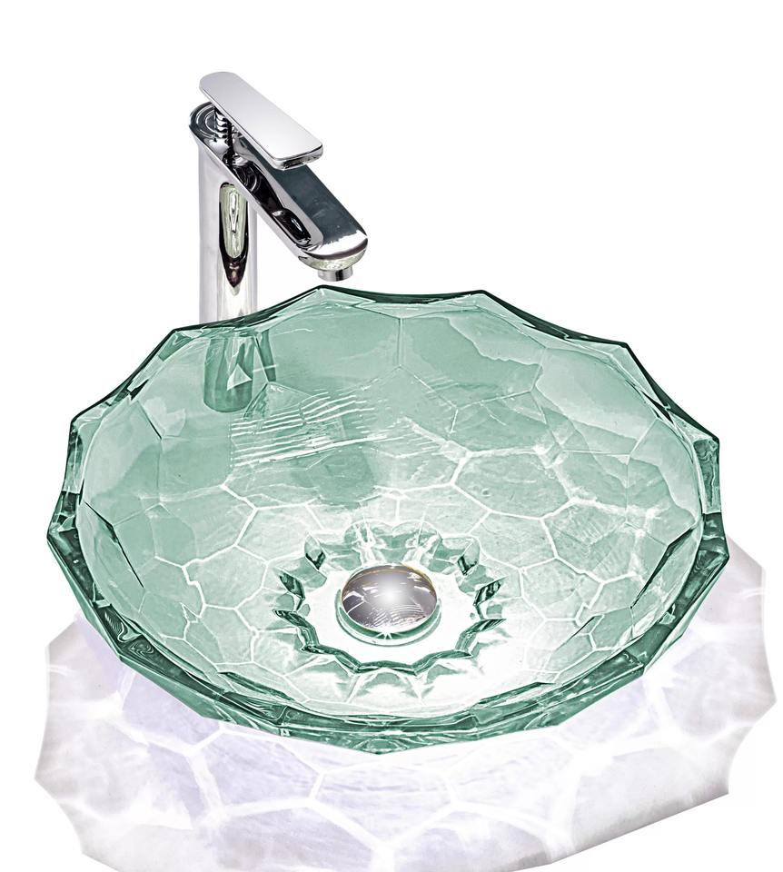 Luxury Crystal Glass Sink Bathroom Colorful Diamond Vessel Art Tempered Glass Wash Basin