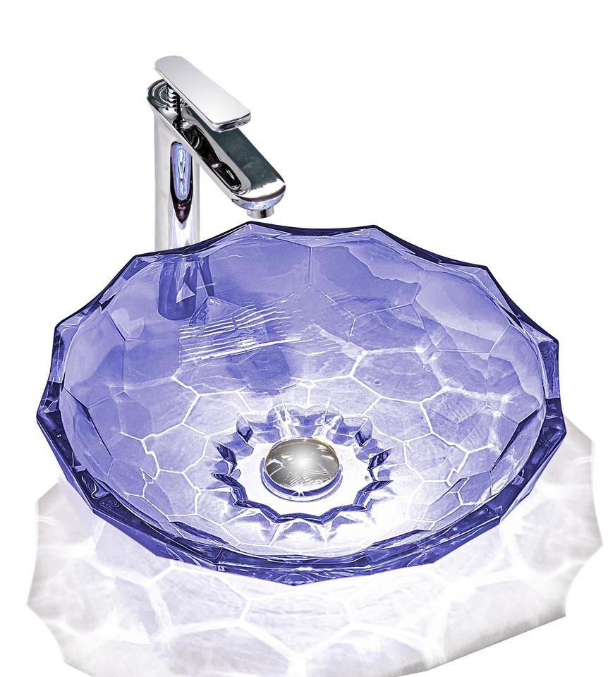 Luxury Crystal Glass Sink Bathroom Colorful Diamond Vessel Art Tempered Glass Wash Basin