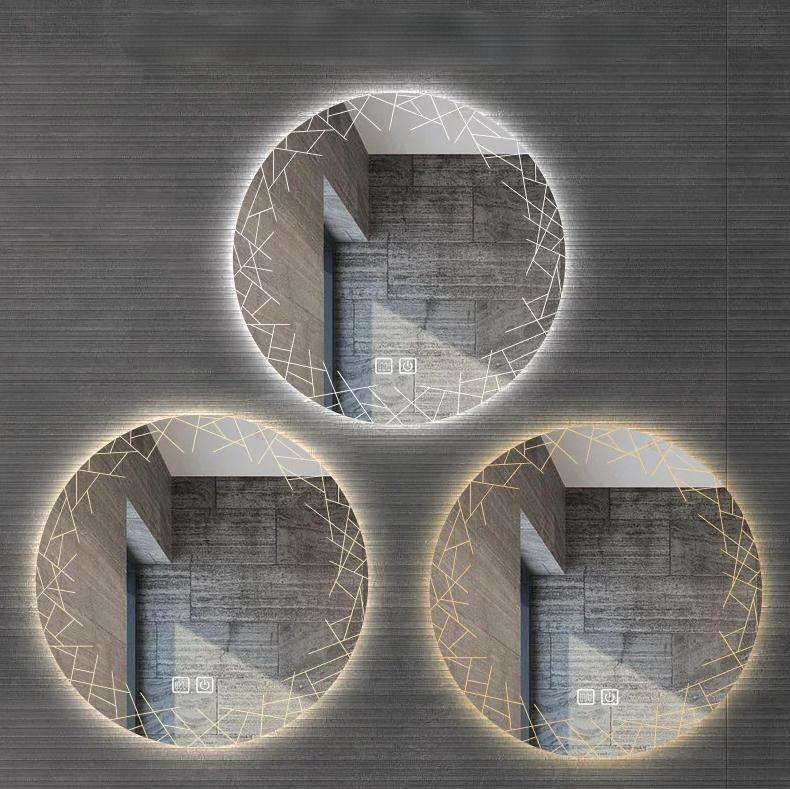 LED Whole Sell Smart Mirror with Illuminated Design Modern Round Frameless Adjustable Lighting for Home & Hotel