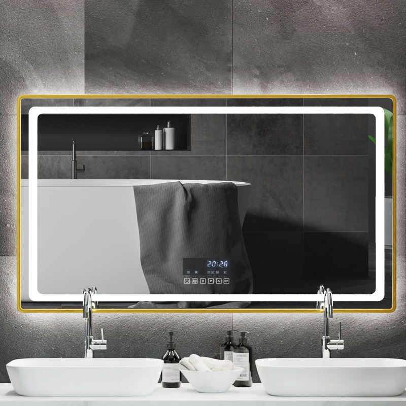 Wall Mounted Bluetooth Smart Touch Screen Anti-Fog Modern Design Bathroom Mirror with LED Light