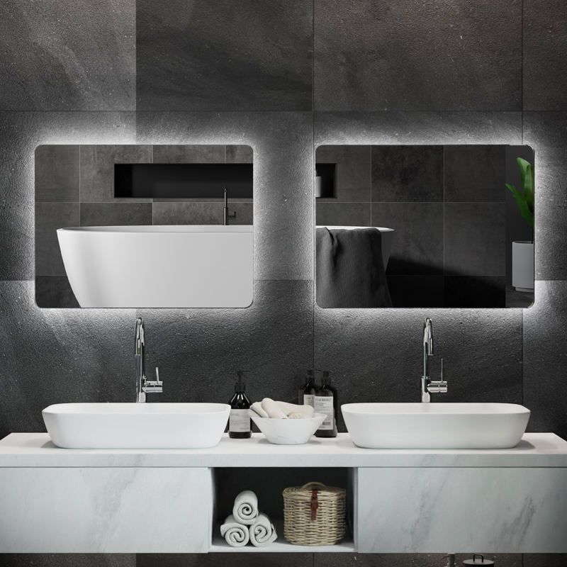 Wall Mounted Bluetooth Smart Touch Screen Anti-Fog Modern Design Bathroom Mirror with LED Light