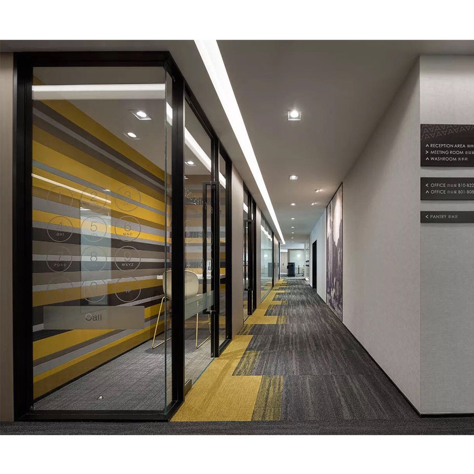 Modern Aluminum Frame Tempered Glass Partition Wall Single/Double Glazing Eco-Friendly Modular Design for Home Office