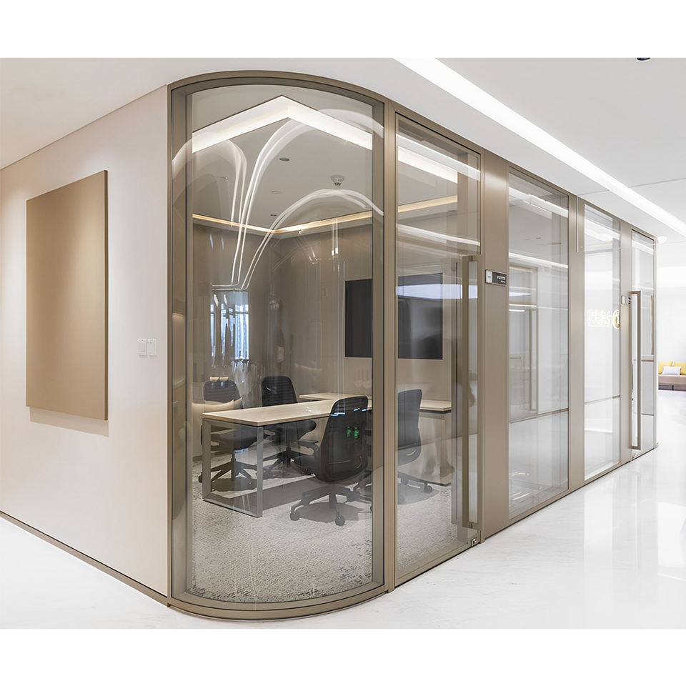 High Quality Single Glass Office Partition Wall Aluminium Modern Curve Design Adjustable for Home Office Hospital & School Use