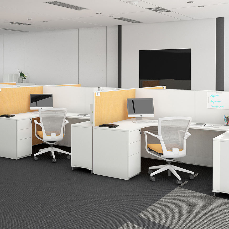 Modern Modular Office Workstation Commercial Furniture Table Desk Set in Stylish Cubicle Style for Home Office or Hospital Use