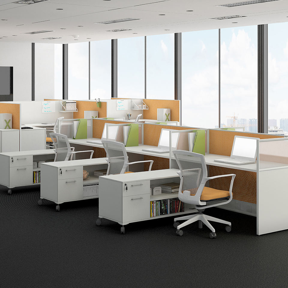 Modern Modular Office Workstation Commercial Furniture Table Desk Set in Stylish Cubicle Style for Home Office or Hospital Use