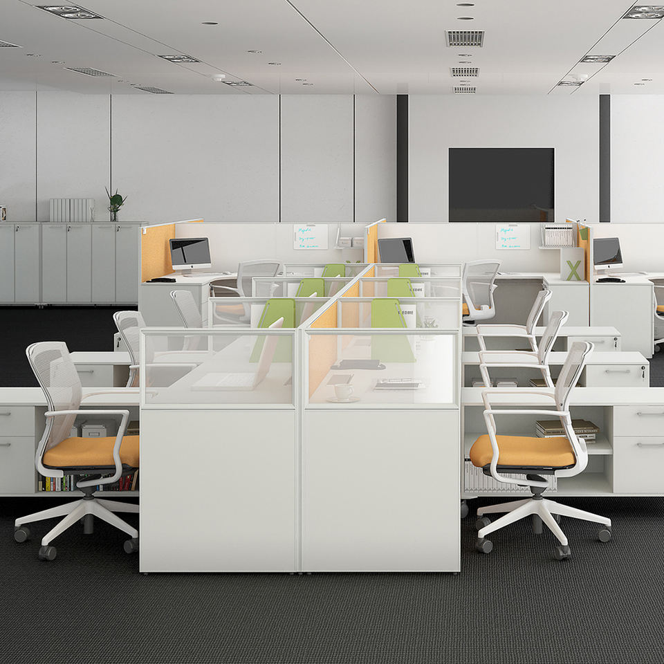 Modern Modular Office Workstation Commercial Furniture Table Desk Set in Stylish Cubicle Style for Home Office or Hospital Use