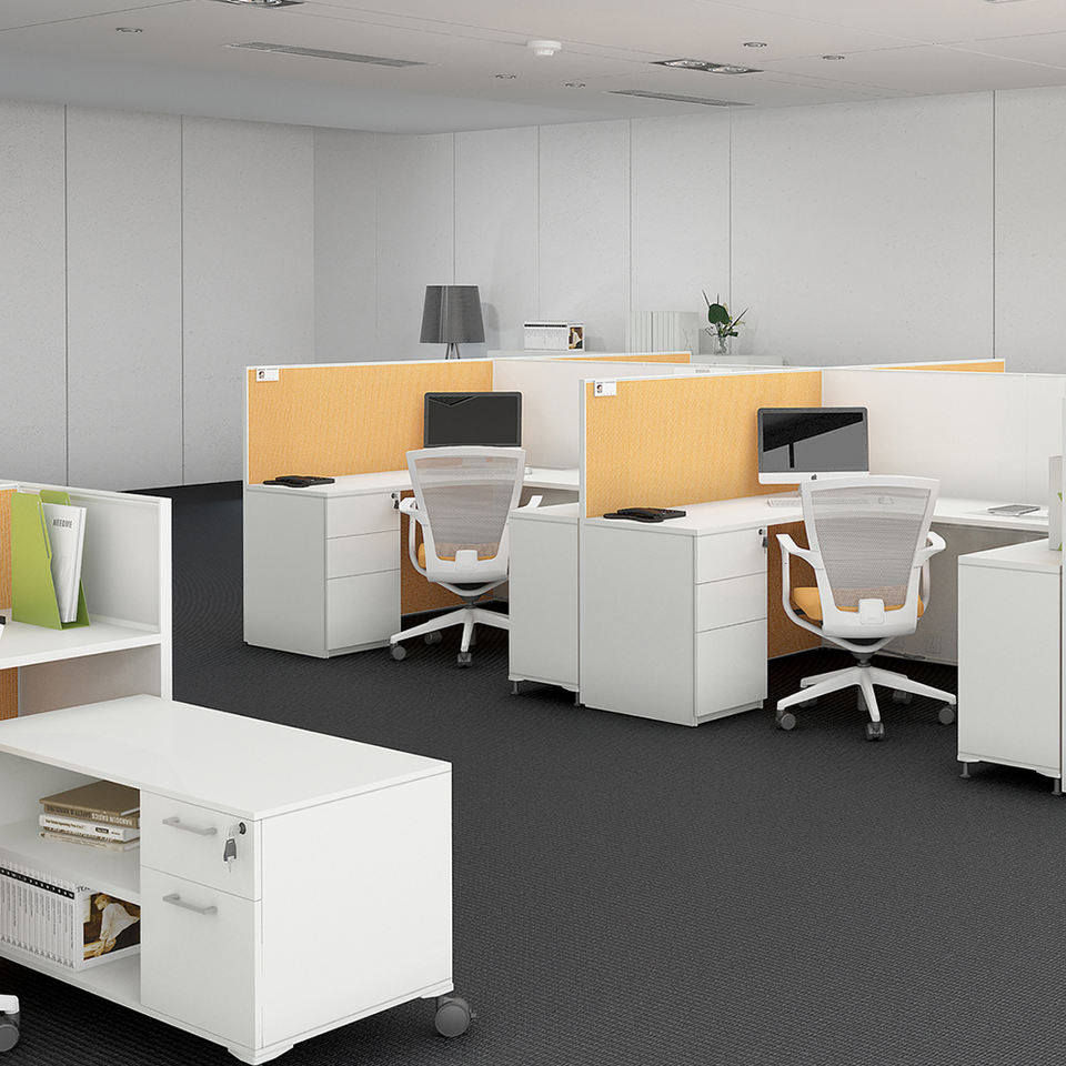Modern Modular Office Workstation Commercial Furniture Table Desk Set in Stylish Cubicle Style for Home Office or Hospital Use