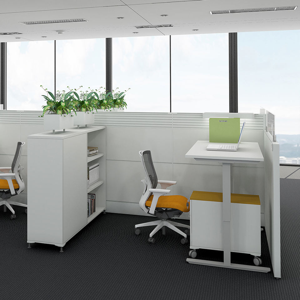 Modern Modular Office Workstation Commercial Furniture Table Desk Set in Stylish Cubicle Style for Home Office or Hospital Use