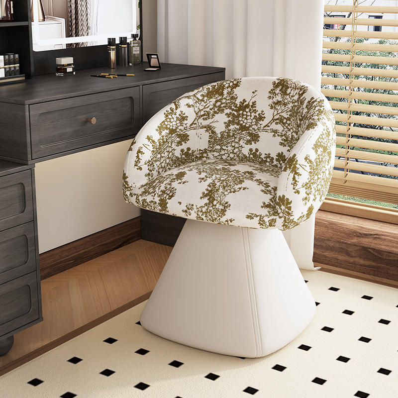 Antique Makeup Chair Advanced Sense Modern Simple Cream Style Dressing Stool Bedroom Rotatable Backrest Nail Stool Stainless
