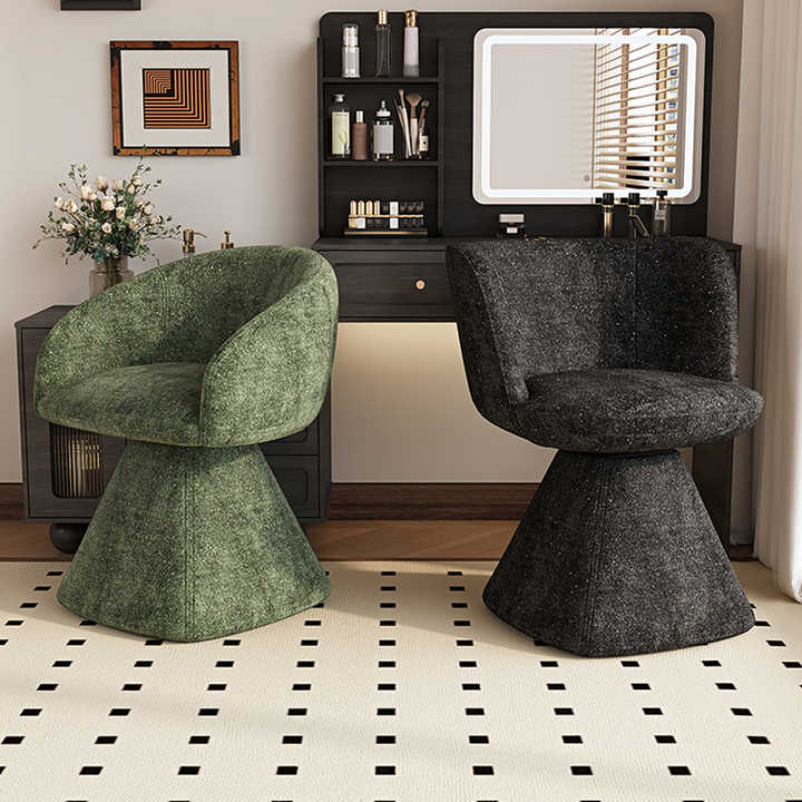 Antique Makeup Chair Advanced Sense Modern Simple Cream Style Dressing Stool Bedroom Rotatable Backrest Nail Stool Stainless