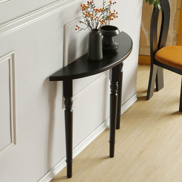 Modern Antique Retro Village Rustic Nordic Luxury Solid Wood Living Room Furniture Black Semi-Circular Home Decor Console Table