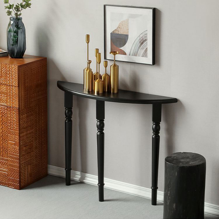 Modern Antique Retro Village Rustic Nordic Luxury Solid Wood Living Room Furniture Black Semi-Circular Home Decor Console Table