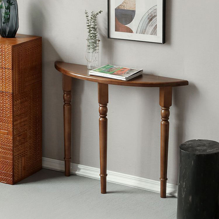 Modern Antique Retro Village Rustic Nordic Luxury Solid Wood Living Room Furniture Black Semi-Circular Home Decor Console Table