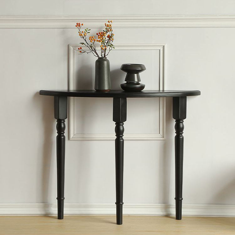 Modern Antique Retro Village Rustic Nordic Luxury Solid Wood Living Room Furniture Black Semi-Circular Home Decor Console Table