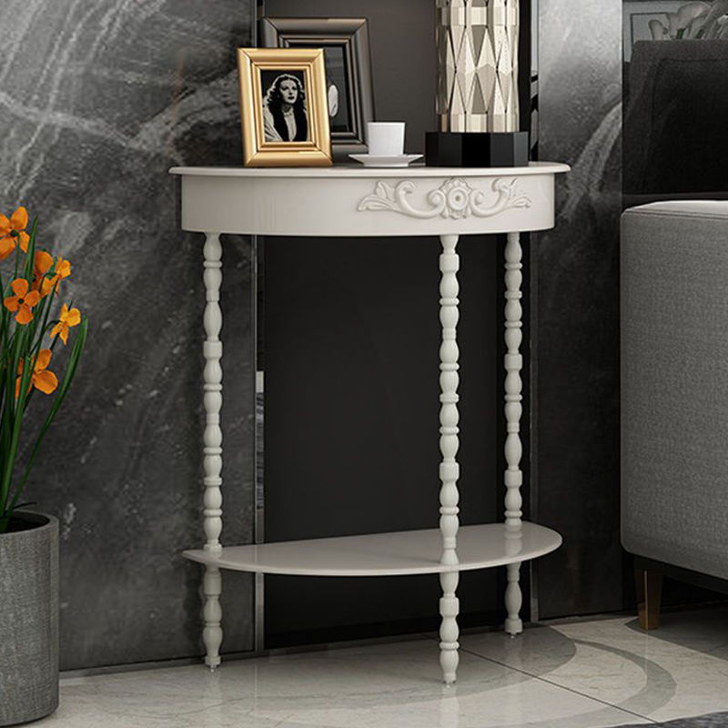 Modern Semi-Circular Entryway Console Table Wood Art Living Room Hallway Decorative Cabinet Bedroom Wall-Mounted Narrow