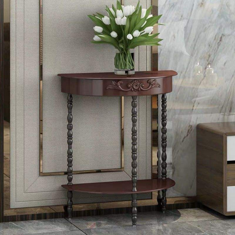 Modern Semi-Circular Entryway Console Table Wood Art Living Room Hallway Decorative Cabinet Bedroom Wall-Mounted Narrow