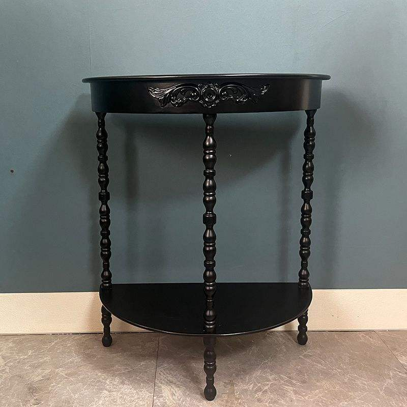 Modern Semi-Circular Entryway Console Table Wood Art Living Room Hallway Decorative Cabinet Bedroom Wall-Mounted Narrow