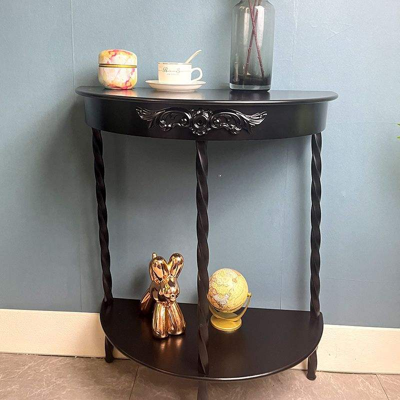 Modern Semi-Circular Entryway Console Table Wood Art Living Room Hallway Decorative Cabinet Bedroom Wall-Mounted Narrow