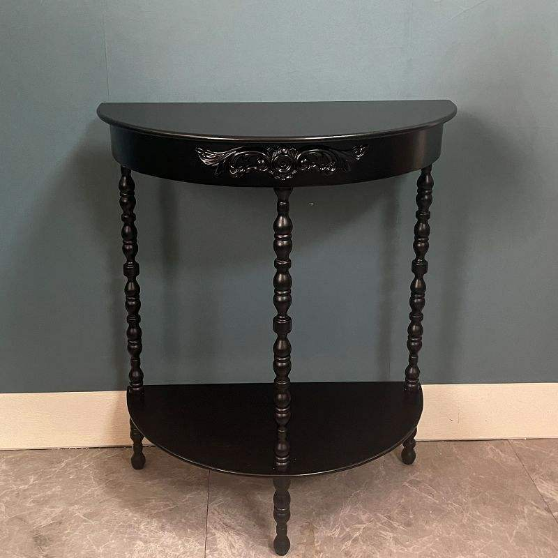 Modern Semi-Circular Entryway Console Table Wood Art Living Room Hallway Decorative Cabinet Bedroom Wall-Mounted Narrow