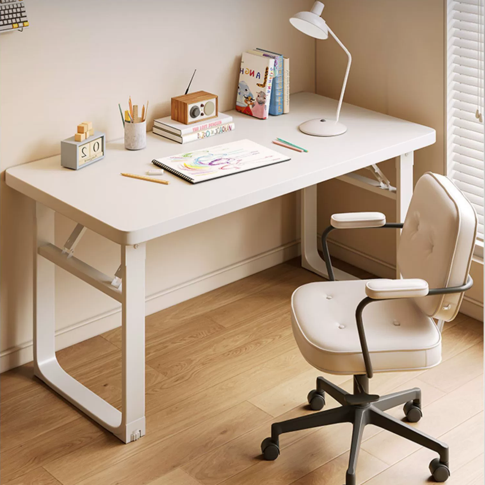 Foldable Wood Computer Desk for Bedroom Home Use Student Writing Office Rental House No Installation Required Rectangular Table