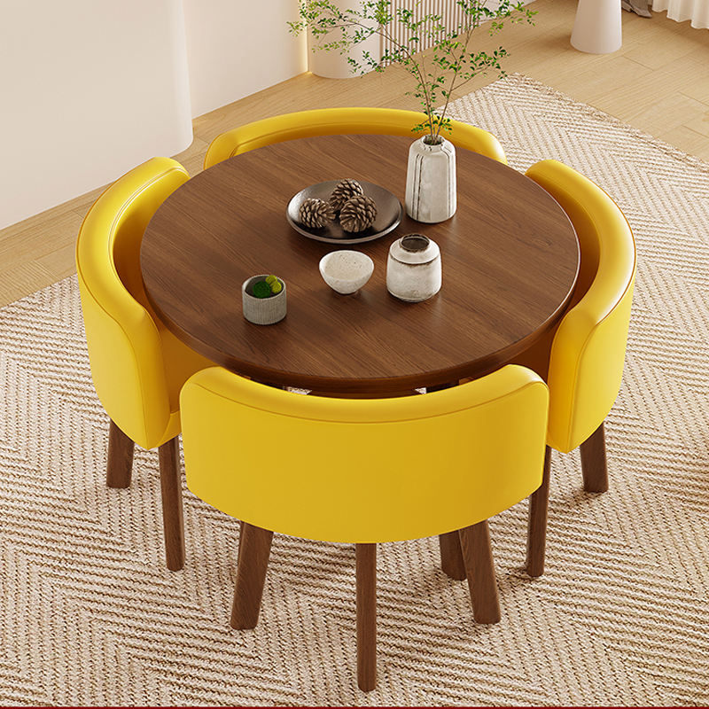 Dining Table and Chairs Leather Wood Modern Nordic Office Side Furniture Dinning Hotel Restaurant Room Chairs Dining Table Sets