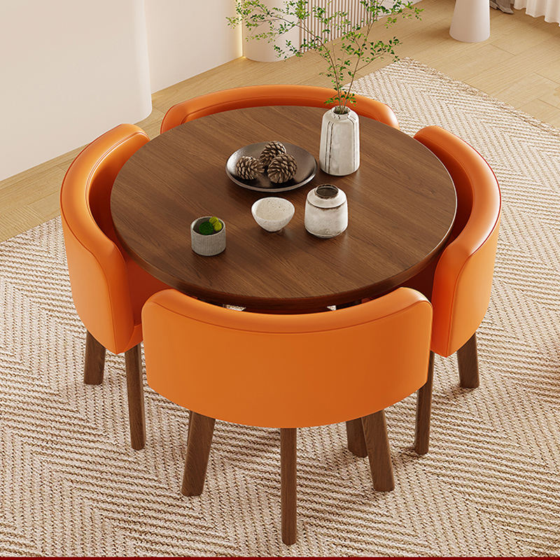 Dining Table and Chairs Leather Wood Modern Nordic Office Side Furniture Dinning Hotel Restaurant Room Chairs Dining Table Sets