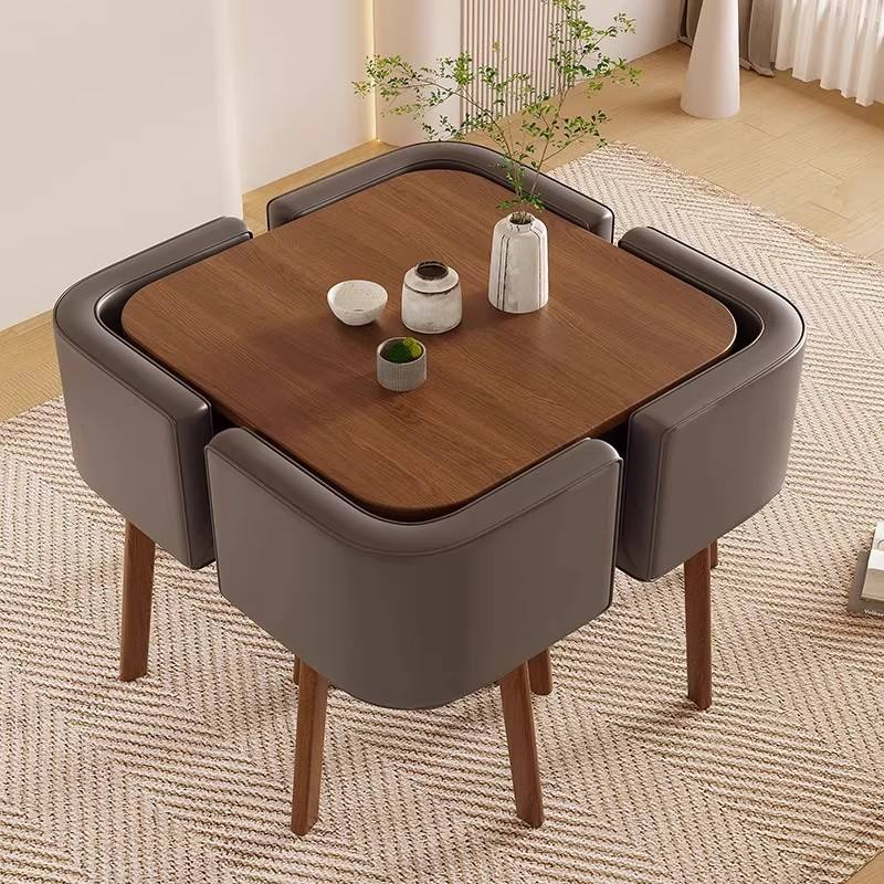 Dining Table and Chairs Leather Wood Modern Nordic Office Side Furniture Dinning Hotel Restaurant Room Chairs Dining Table Sets