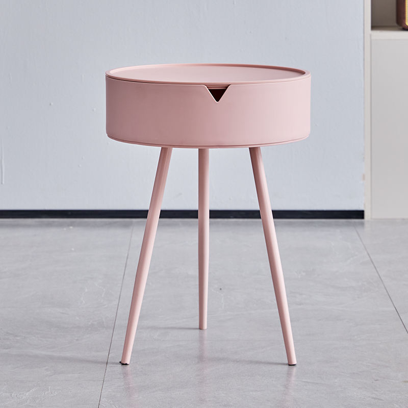 Bedside Table Simple Modern Bedroom Small Coffee Table Metal Thickened Mini Storage Rack Artistic Nightstand Cream 1 Drawer