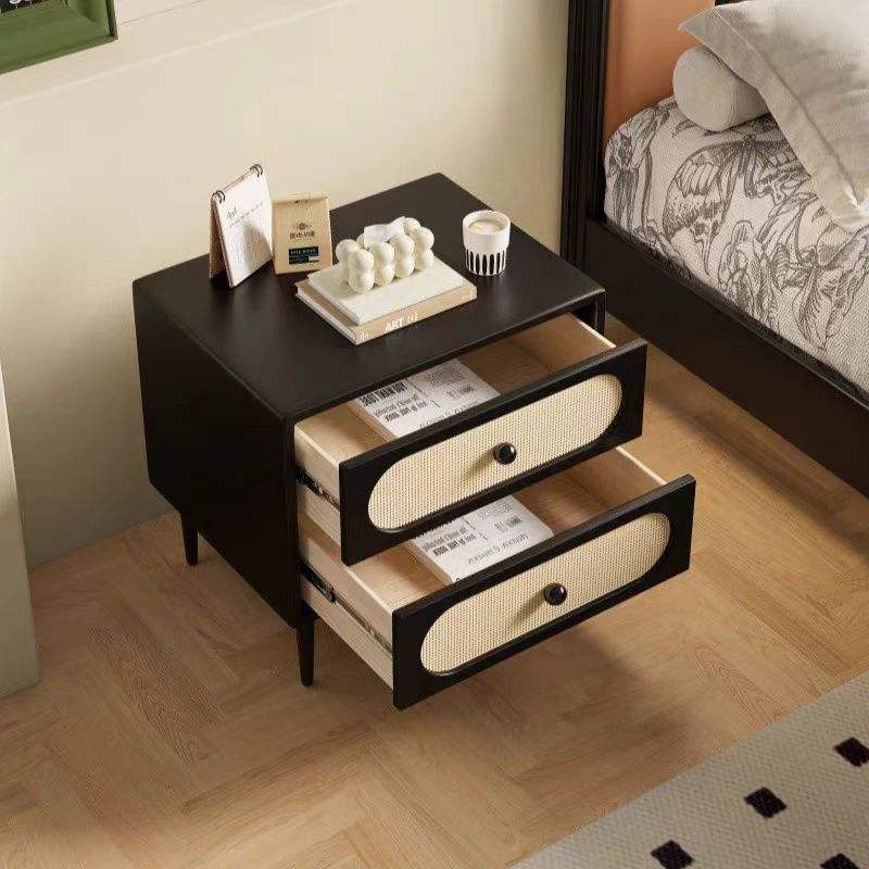 2025 New Retro Small Rattan Cabinet Simple Modern European Style for Bedroom Home Living Room Bedside Storage Middle European