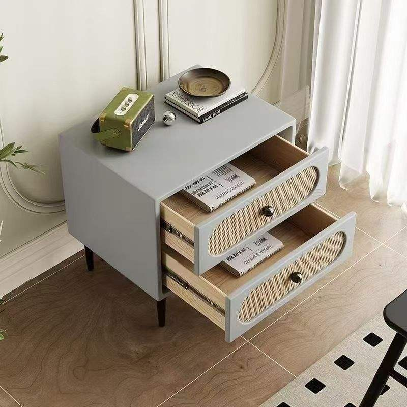2025 New Retro Small Rattan Cabinet Simple Modern European Style for Bedroom Home Living Room Bedside Storage Middle European