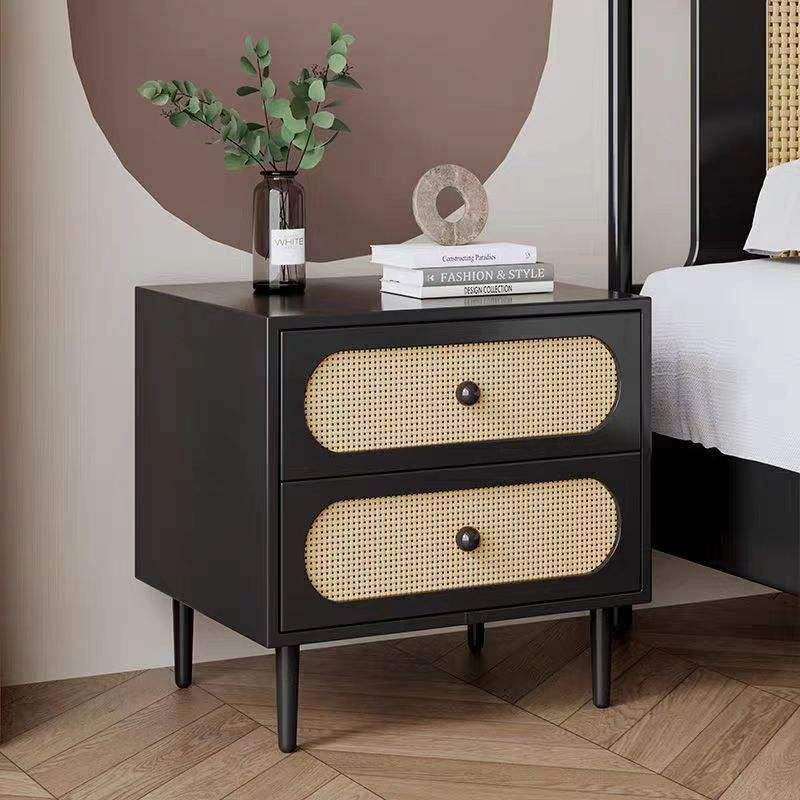 2025 New Retro Small Rattan Cabinet Simple Modern European Style for Bedroom Home Living Room Bedside Storage Middle European