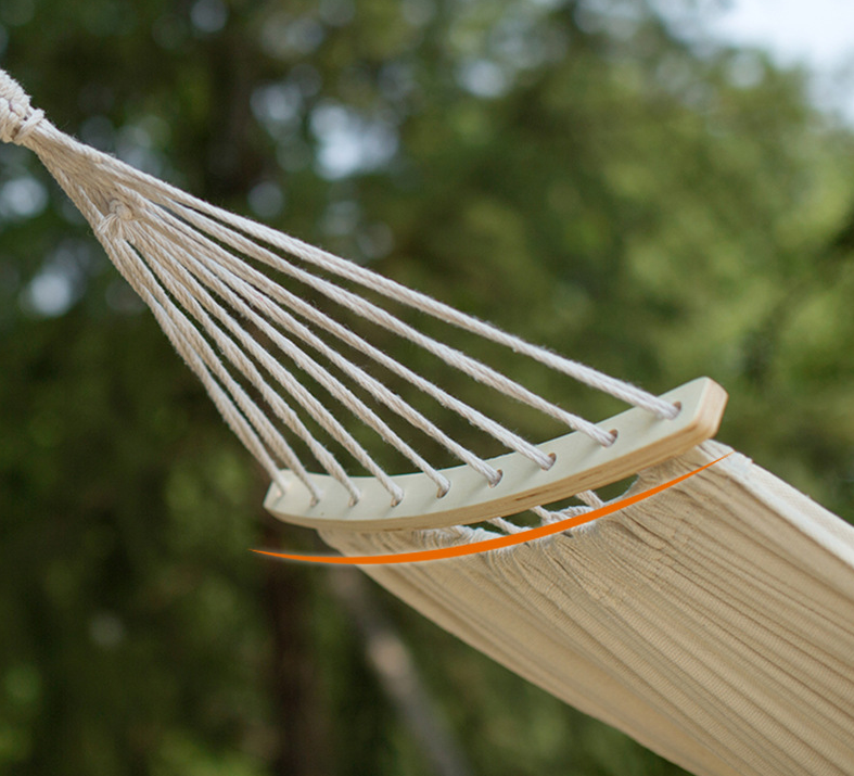 Outdoor Camping Portable Folding Woven Hammock Anti-rollover Stick Lazy Casual Canvas Hammock