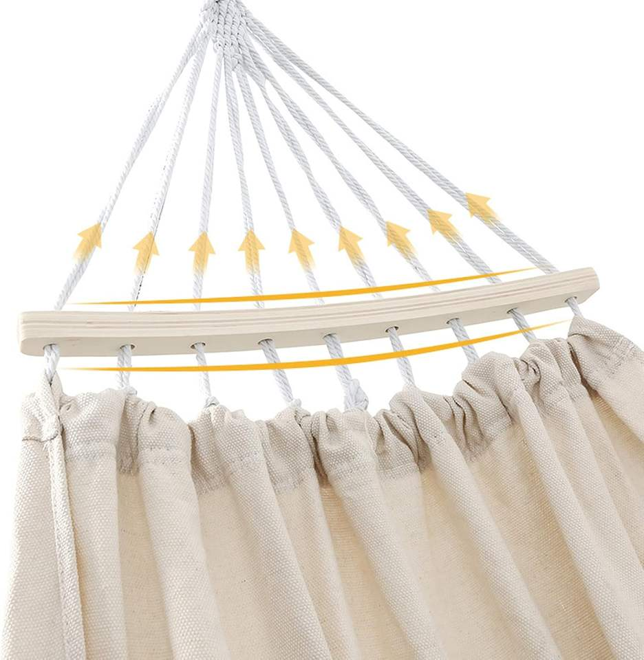 Outdoor Camping Portable Folding Woven Hammock Anti-rollover Stick Lazy Casual Canvas Hammock