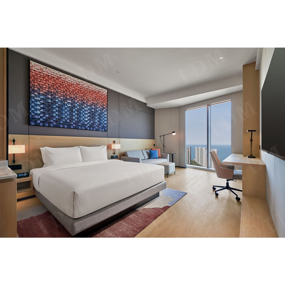 IDM Luxury Modern Solid Wood Hotel Bedroom Sets with Customized Sizes 3-5 Year Warranty for 3-5 Star Hotels Apartments Villas
