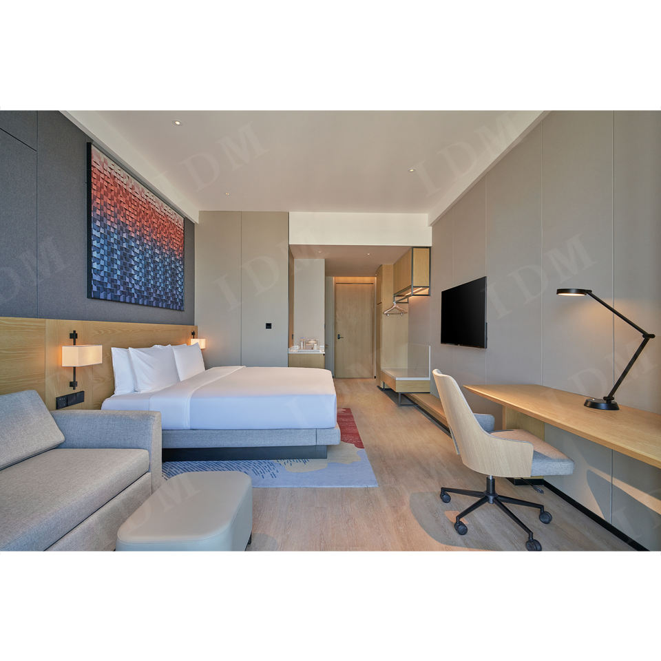 IDM Luxury Modern Solid Wood Hotel Bedroom Sets with Customized Sizes 3-5 Year Warranty for 3-5 Star Hotels Apartments Villas