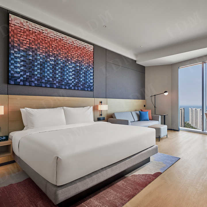 IDM Luxury Modern Solid Wood Hotel Bedroom Sets with Customized Sizes 3-5 Year Warranty for 3-5 Star Hotels Apartments Villas